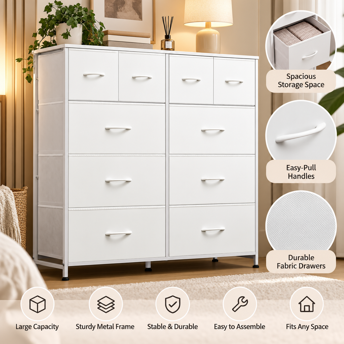 10-Drawer Fabric Storage Cabinet